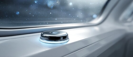 Fototapeta premium Modern technological device with glowing light interface on a futuristic background