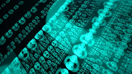 Streaming binary numbers form layered 3D financial world digital technology overlay - Powered by Adobe