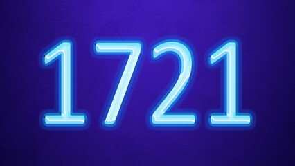 Glowing blue number design of 1721 on blue background.