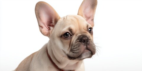 Fototapeta premium French bulldog sitting and looking at the camera with focus in a simple setting