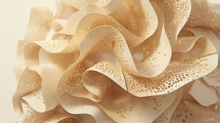 A close-up of the handmade paper sculpture "2026," made on recycled cardboard, shows visible paper fibers, natural imperfections, and warm, soft earth tones, complemented by gentle shadows.