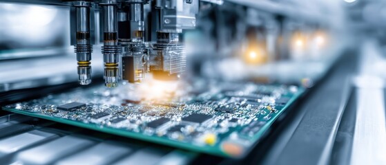 Circuit board assembly process with machinery technology concept