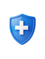 Obraz premium Blue shield with white cross icon