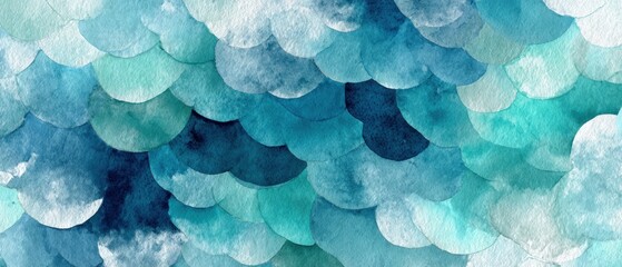 Abstract watercolor pattern in shades of blue and teal artistic background