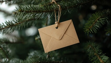 Envelope on Fir Tree Branch