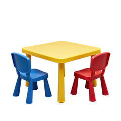 Fototapeta premium Colorful Plastic Table and Chair Set for Kids