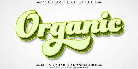 Organic green text effect, editable natural and fruit text style