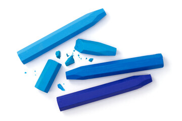 Colorful chalks isolated on white background, Crayon ,Top view