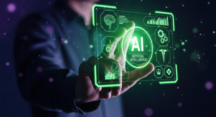 Advanced Artificial Intelligence Interface Displaying Innovative Technologies and Healthcare Solutions for Enhanced Medical Diagnosis and Treatment in the Digital Era