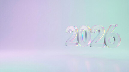 2026 New Year Holographic Render on Gradient Background