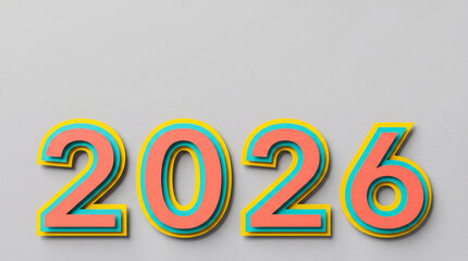 Vibrant 2026 - Colorful Layered Paper Numbers for New Year