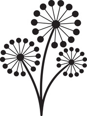 Three dandelions in bloom