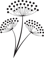 Three dandelion heads