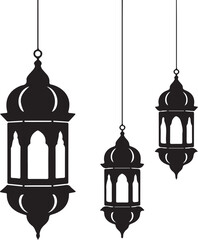 Silhouettes of hanging lanterns