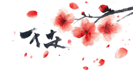 Modern Japanese New Year 2026 calligraphy with clean ink line on transparent background