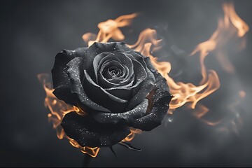 Abstract Black Rose Fire Composition.