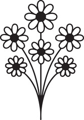 Simple black and white daisy illustration