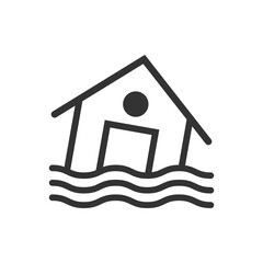 Flooded home icon isolated flat style design.