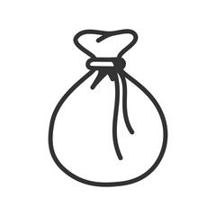 Outline money bag icon isolated flat style design.