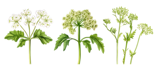 Angelica archangelica commonly known as angelica garden plant on transparent background