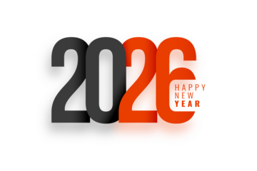 Modern and stylish happy new year 2026 greeting card design with creative typography