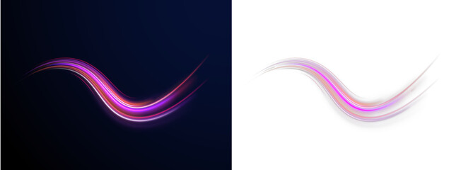 Neon Frame with Glowing Circular Lines, Electric Light Effects, Geometric Ornament, LED Illumination, Transparent Decoration and Modern Advertising Background