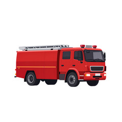 Red fire truck with ladder and sirens