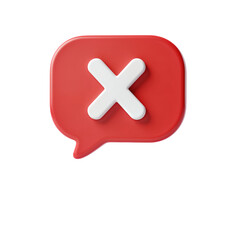 Obraz premium Red speech bubble with white X mark