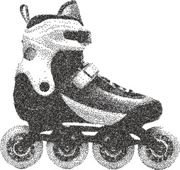 Skate retro y2k stipple design board halftone brutalist urban vector png with clear background, trick 2000s photocopy grunge tattoo gen z effect