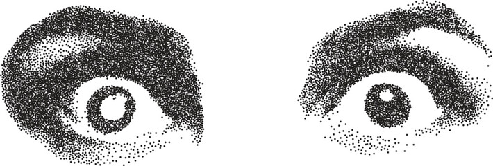 Eye retro y2k stipple design vision halftone brutalist urban vector png with clear background, iris 2000s photocopy grunge tattoo gen z effect