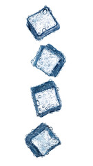 Fresh and cool ice cubes covered in sparkling water droplets against a dark background isolated on transparent background