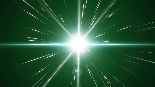 Bright light explosion with green background