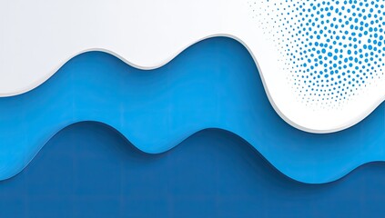 Wavy blue layers, white edge, dot-fade abstract background