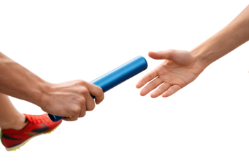 Relay Race Handoff with Batons in Action