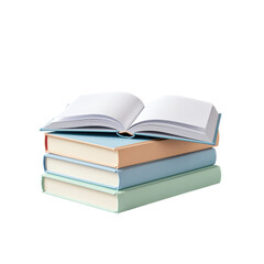 Fototapeta premium Stack of colorful books with one open on top