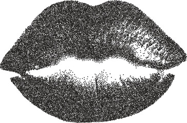 Mouth smile retro y2k stipple design lip halftone brutalist urban vector png with clear background, tongue 2000s photocopy grunge tattoo gen z effect
