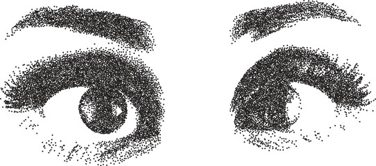 Eye retro y2k stipple design vision halftone brutalist urban vector png with clear background, iris 2000s photocopy grunge tattoo gen z effect