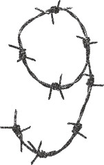 Number 9 retro y2k stipple design spike halftone brutalist urban vector png with clear background, digit 2000s photocopy grunge tattoo gen z effect