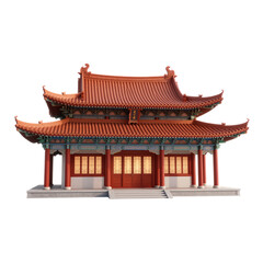 Traditional Chinese Temple with Red Tiled Roof