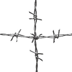 Spike retro y2k stipple design barbed halftone brutalist urban vector png with clear background, wire 2000s photocopy grunge tattoo gen z effect