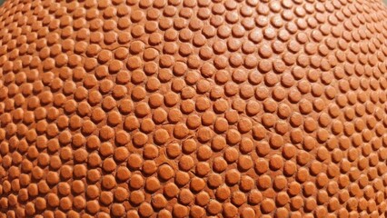 Close up Detailed Texture of an Orange Basketball Surface Under Natural Light