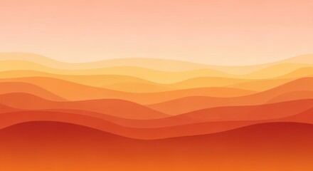 Obraz premium Abstract orange desert landscape with layered dunes at sunset.