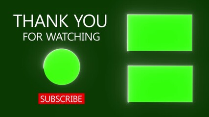 Animated end screen for YouTube or social media. Features customizable green screen areas and a Subscribe button. Clean, modern design. Motion graphics of subscribe Air Neon Glow Sign animation
