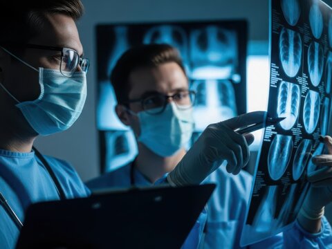 Doctors reviewing medical imaging - Powered by Adobe