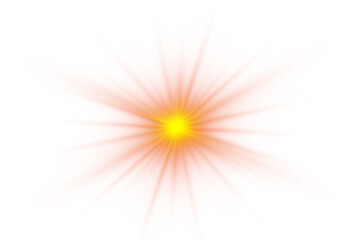 Soft glowing explosion with smooth sun rays. Elegant light creates calm visual mood. Transparent PNG overlay for illustrations.