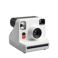 White instant camera with red shutter button.