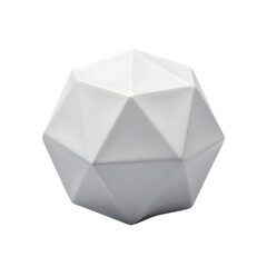 White geometric dodecahedron shape.