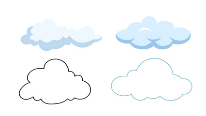 Obraz premium Minimal Cloud Icon Set – Weather, Storage & UI Vector Symbols