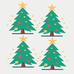 Obraz premium design logo vector icon character mascot decorated christmas pine tree