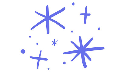 Hand Drawn Blue Sparkle Stars Doodle Abstract Background